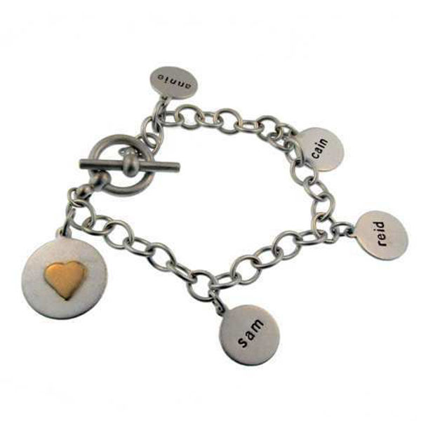 Picture of Sterling Silver and 14K Gold Heart Bracelet